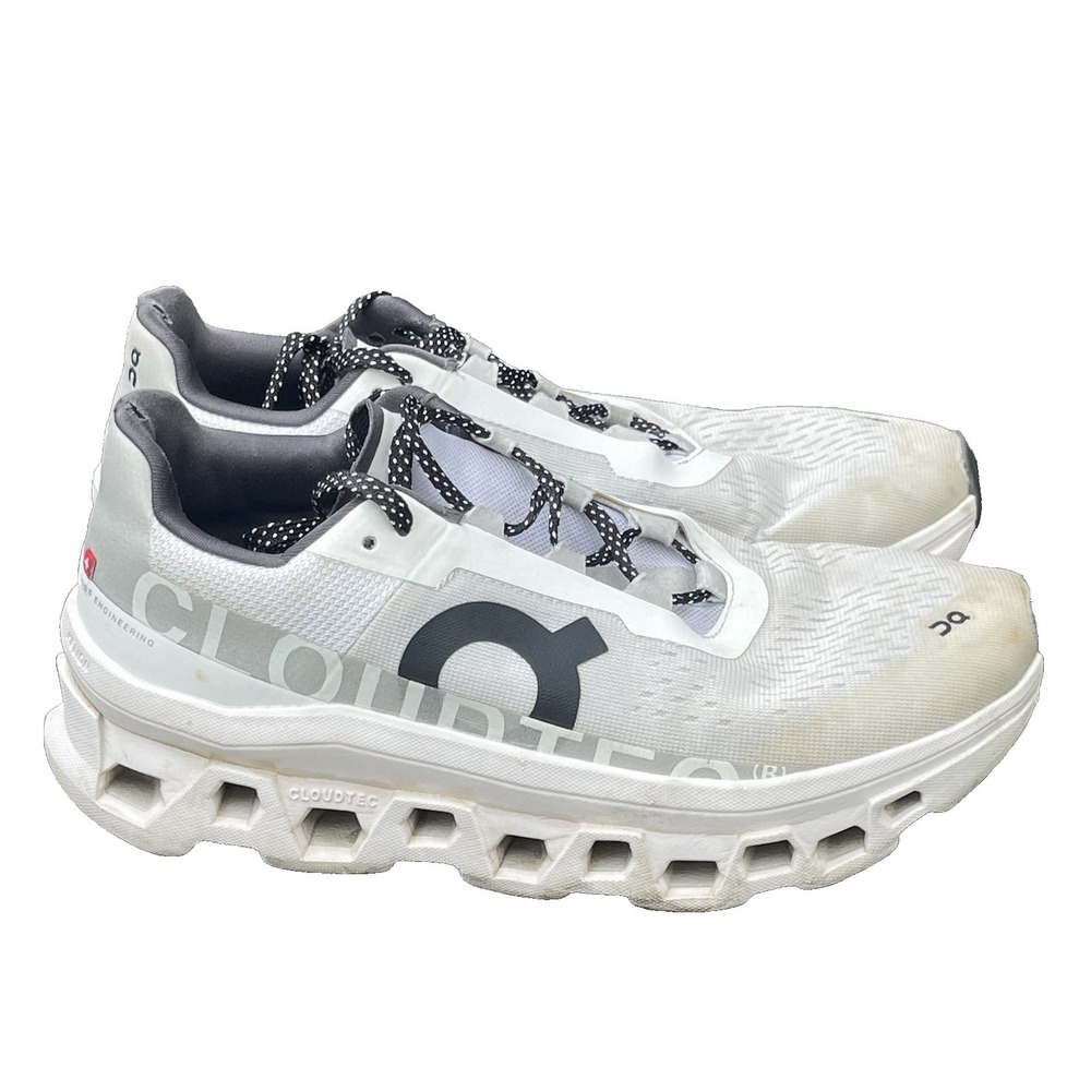 ON Cloud Monster Running Shoes Women 8.5 White Black Sneakers Gym 61.98433 Lace